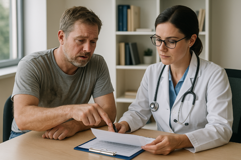 man talking with his doctor