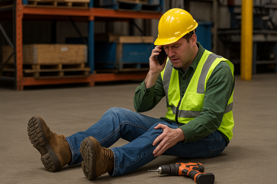 injured man sitting on the floor
