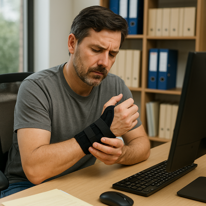 man with brace on his wrist