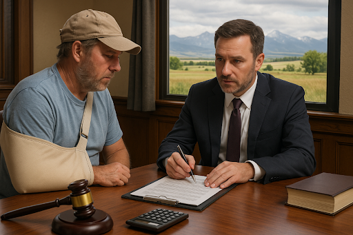 injured man talking to lawyer
