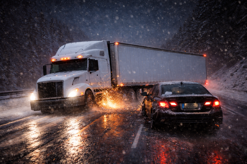 car in a collision with a semi truck